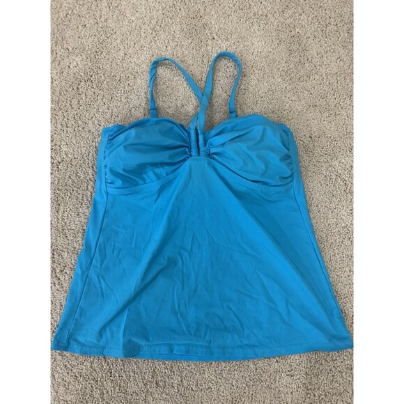 LANDS END WOMENS TAKINI SWIMSUIT TOP SIZE 8 TURQUOISE BLUE - Picture 1 of 2